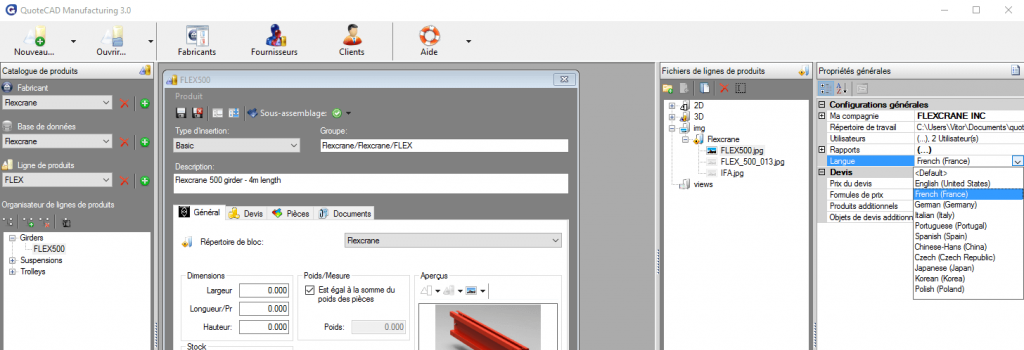 QuoteCAD Manufacturing now with Multi-Language Support
